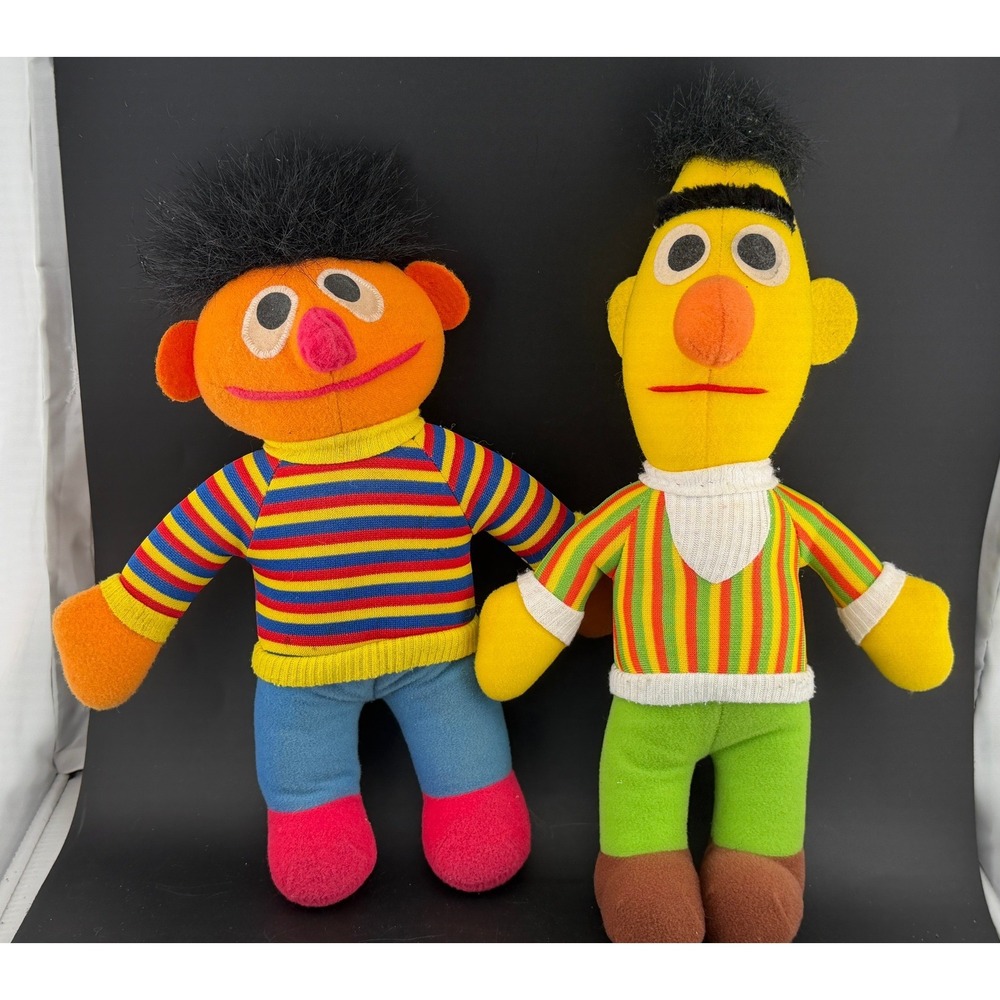Vintage Sesame Street Bert and Ernie Plush Toy Set: Jim Henson, Retro Dolls